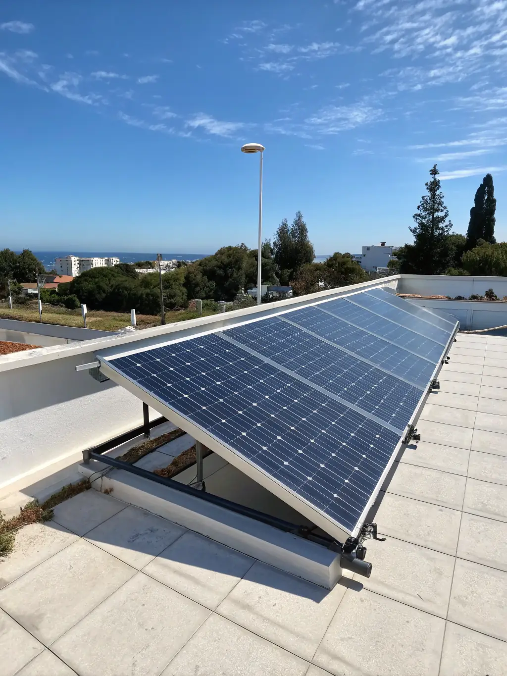 A picture of a Trina Solar panel, focusing on its advanced technology and reliability, perfect for large-scale solar projects in the UAE.